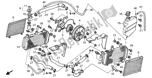 All parts for the Radiator of the Honda VFR 800A 2009
