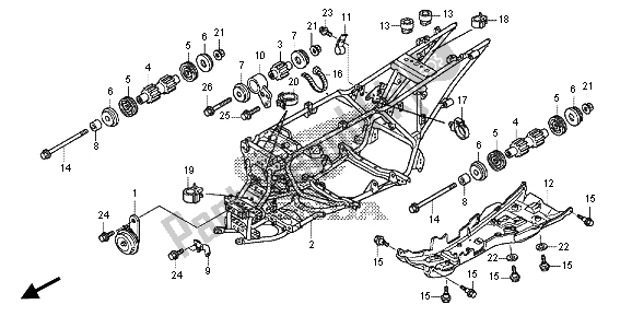 Alle onderdelen voor de Frame Lichaam van de Honda TRX 420 FE Fourtrax Rancher 4X4 ES 2013