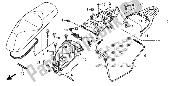 Todas las partes para Asiento Y Caja De Equipaje de Honda SH 125D 2013