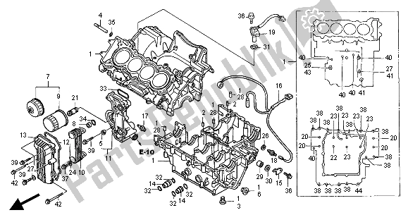 Alle onderdelen voor de Carter van de Honda CB 600F Hornet 2004