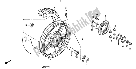 Todas las partes para Rueda Trasera de Honda CB 250 1992