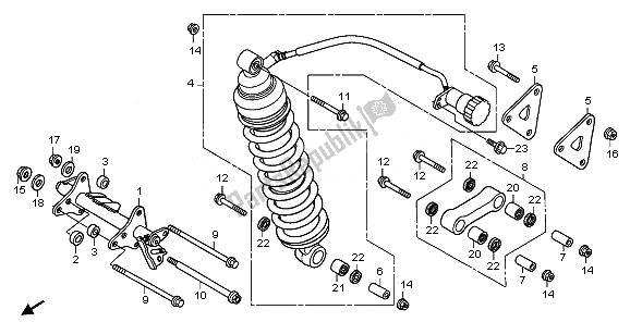 All parts for the Rear Cushion of the Honda XL 1000 VA 2008