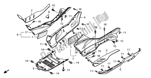 All parts for the Floor Step of the Honda NSS 250A 2010