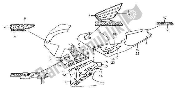 All parts for the Mark & Stripe of the Honda RVF 400R 1996
