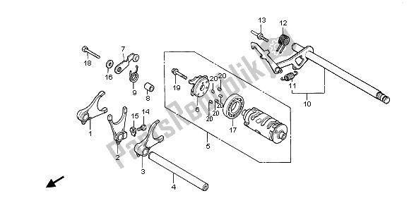 Toutes les pièces pour le Tambour De Changement De Vitesse du Honda NTV 650 1996