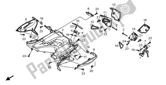 All parts for the Inner Box of the Honda FJS 400D 2009