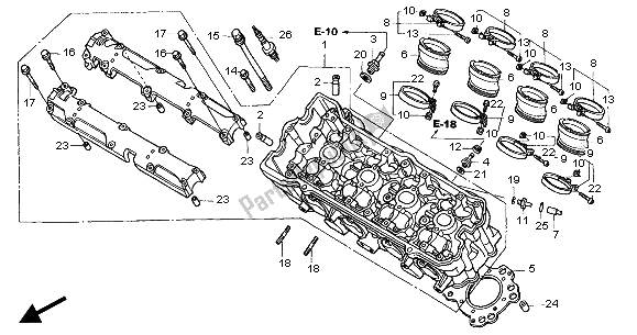 All parts for the Cylinder Head of the Honda CBF 600 SA 2004