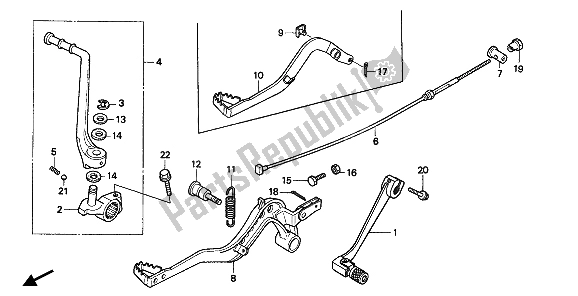 All parts for the Pedal & Kick Starter Arm of the Honda CR 80R 1993