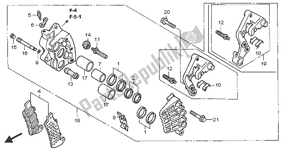 All parts for the R. Front Brake Caliper of the Honda VFR 800A 2005