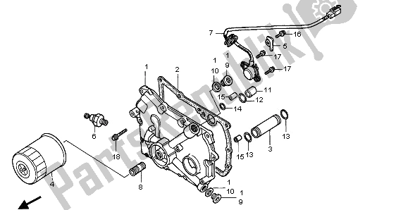 All parts for the Transmission Cover of the Honda GL 1500A 1995