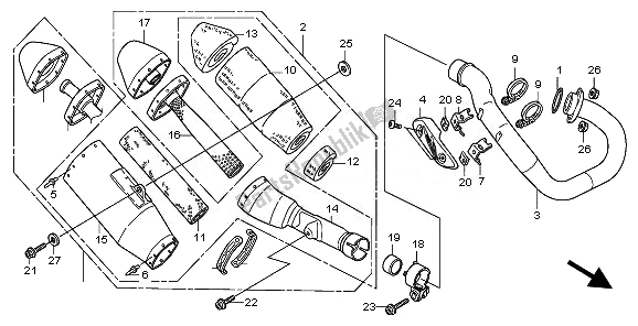 All parts for the Exhaust Muffler of the Honda CRF 450R 2010