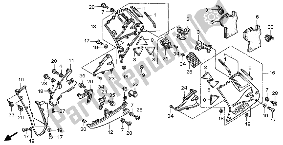 Todas as partes de Capuz Inferior do Honda VFR 750F 1996