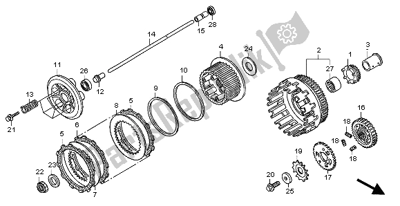 Alle onderdelen voor de Koppeling van de Honda XL 1000V 2007