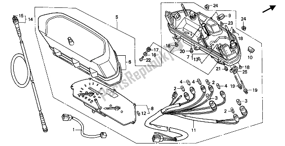 All parts for the Meter (mph) of the Honda NX 650 1990