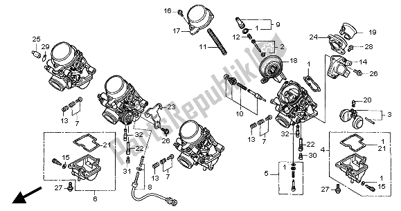 Alle onderdelen voor de Carburateur (onderdelen) van de Honda CBF 600 SA 2004