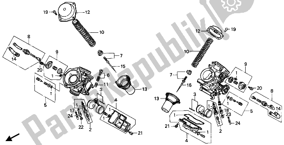 Tutte le parti per il Carburatore (parti Componenti) del Honda XRV 750 Africa Twin 1990