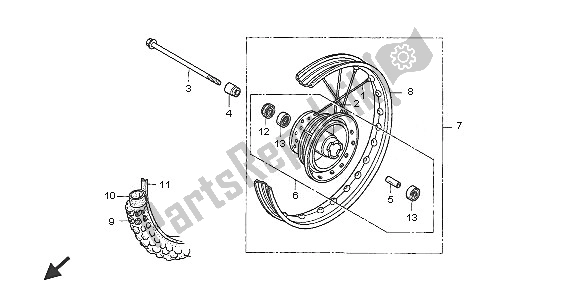 Wszystkie części do Przednie Ko? O Honda CRF 70F 2005