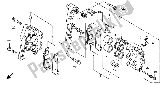 Alle onderdelen voor de Remklauw Voor van de Honda XRV 750 Africa Twin 1999