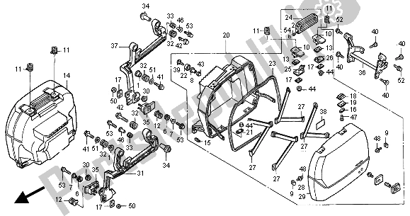 All parts for the Saddlebag of the Honda ST 1100A 2000