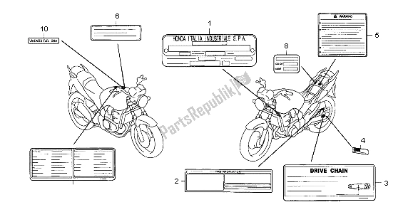 Alle onderdelen voor de Waarschuwingsetiket van de Honda CBF 500 2007