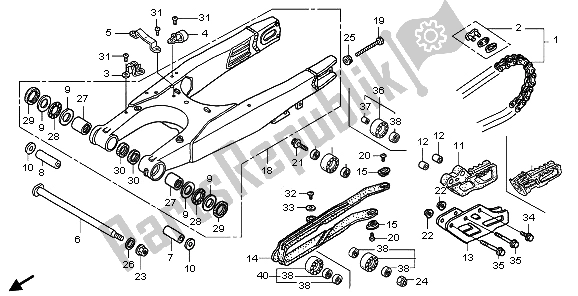 Alle onderdelen voor de Achterbrug van de Honda CRF 450R 2006