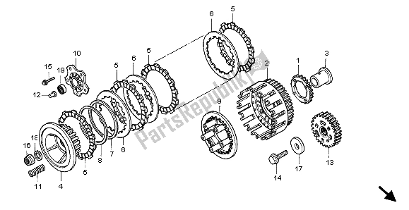 All parts for the Clutch of the Honda XRV 750 Africa Twin 1998