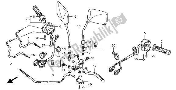 All parts for the Handle Lever & Switch & Cable of the Honda CBF 600 NA 2008