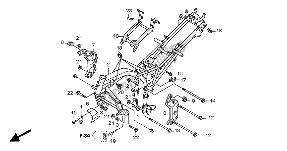 All parts for the Frame Body of the Honda CBF 600 NA 2005