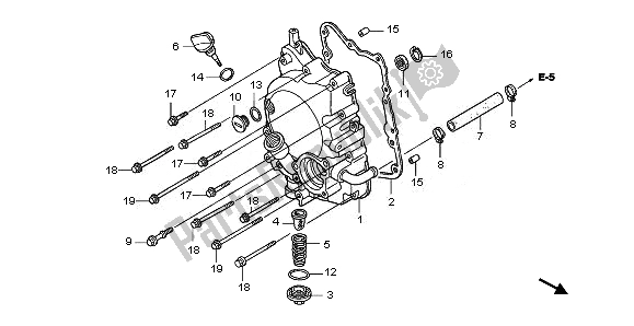 Alle onderdelen voor de Rechter Carterdeksel van de Honda PES 125R 2011