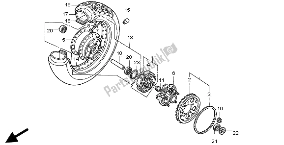 Todas as partes de Roda Traseira do Honda VT 600C 1997