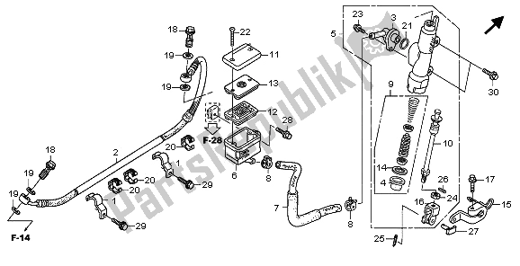 All parts for the Rr. Brake Master Cylinder of the Honda XL 700V Transalp 2009