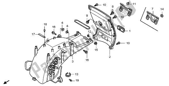 Toutes les pièces pour le Garde-boue Arrière du Honda GL 1800A 2006