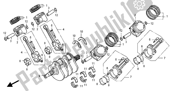 Todas las partes para Cigüeñal Y Pistón de Honda ST 1100 2000