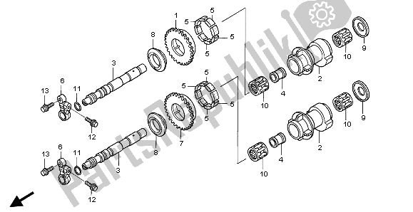 All parts for the Balancer Shaft of the Honda ST 1300A 2003