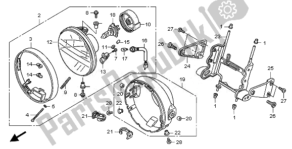 All parts for the Headlight (eu) of the Honda CB 1300A 2008