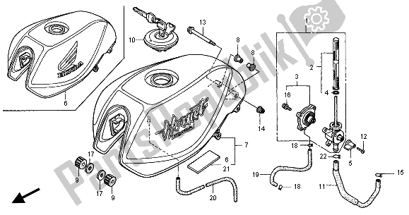 All parts for the Fuel Tank of the Honda CB 600F2 Hornet 2001