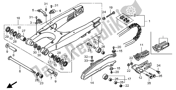 Alle onderdelen voor de Zwenkarm van de Honda CRF 250R 2010