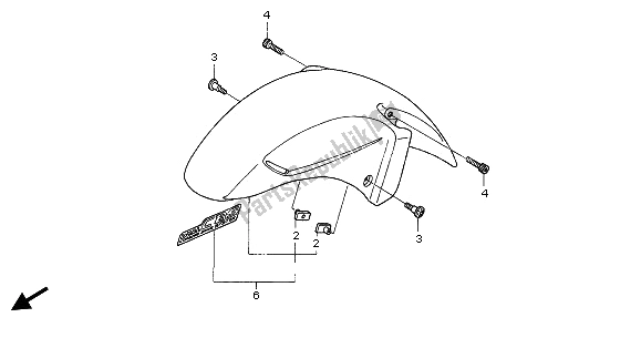 Tutte le parti per il Parafango Anteriore del Honda CBR 1100 XX 2002