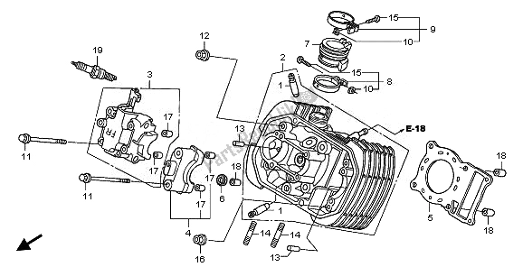 All parts for the Front Cylinder Head of the Honda XL 125V 2010