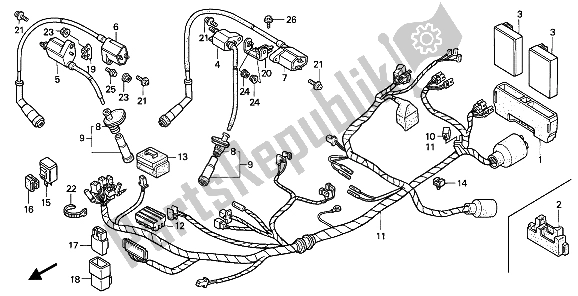 Todas las partes para Mazo De Cables Y Bobina De Encendido de Honda XL 600V Transalp 1992