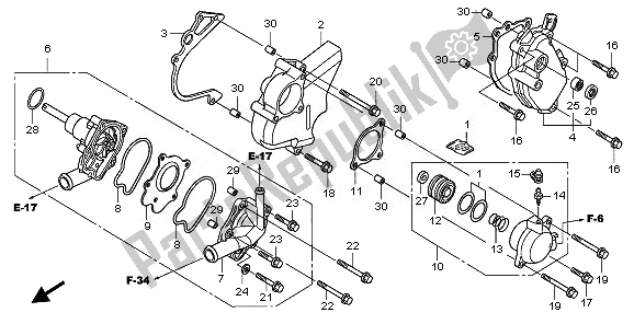 All parts for the Water Pump of the Honda CBF 1000 2008