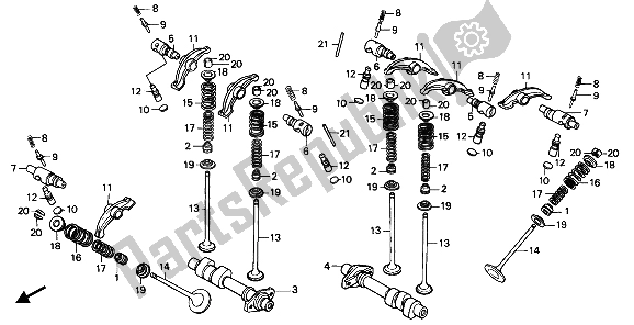 Todas las partes para árbol De Levas Y Válvula de Honda PC 800 1989