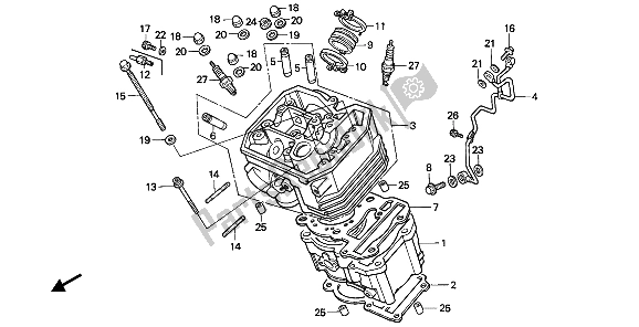 All parts for the Cylinder & Cylinder Head (front) of the Honda NTV 650 1993