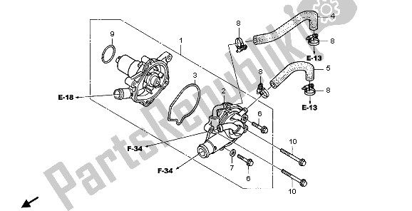 All parts for the Water Pump of the Honda NT 700 VA 2006