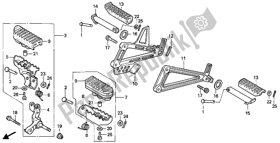 All parts for the Step of the Honda NX 650 1994