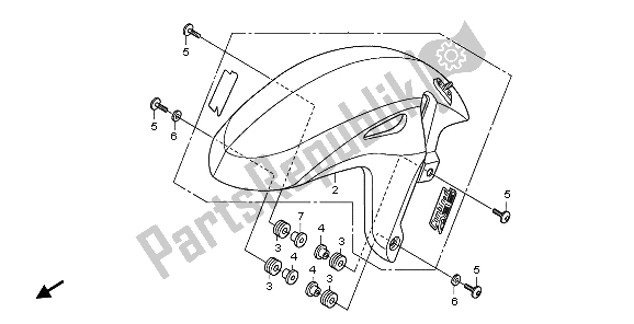 Todas as partes de Pára-lama Dianteiro do Honda CB 600F Hornet 2009