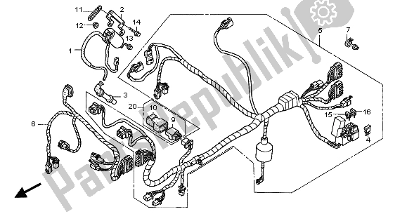 All parts for the Wire Harness (front) of the Honda VTR 1000 SP 2001
