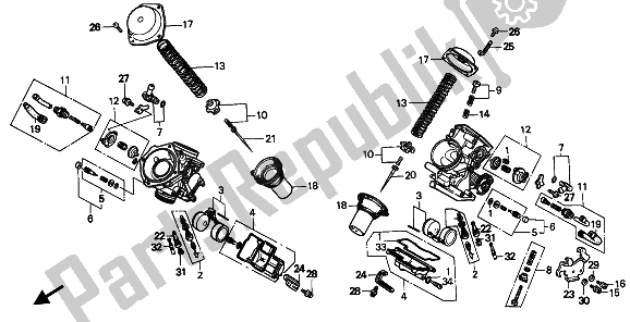 Todas las partes para Carburador (componentes) de Honda VT 600C 1994