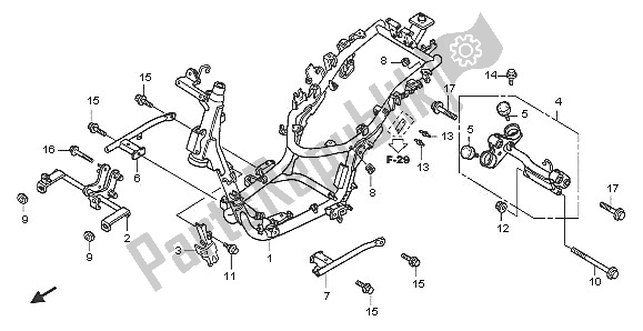 Tutte le parti per il Corpo Del Telaio del Honda SH 150 2005