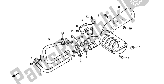 All parts for the Exhaust Muffler of the Honda NTV 650 1990